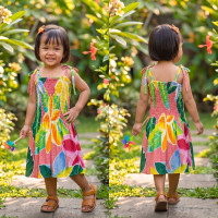 Hand Painted Rayon Kids Dress